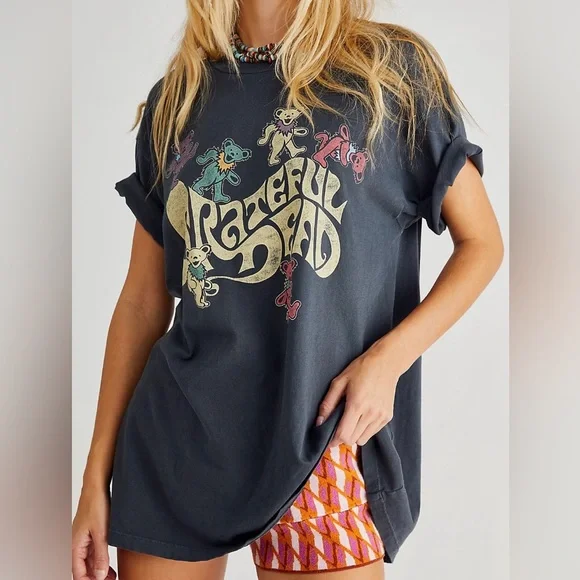 Free People Grateful Dead Bears Tee Shirt Dress - Picture 1 of 10